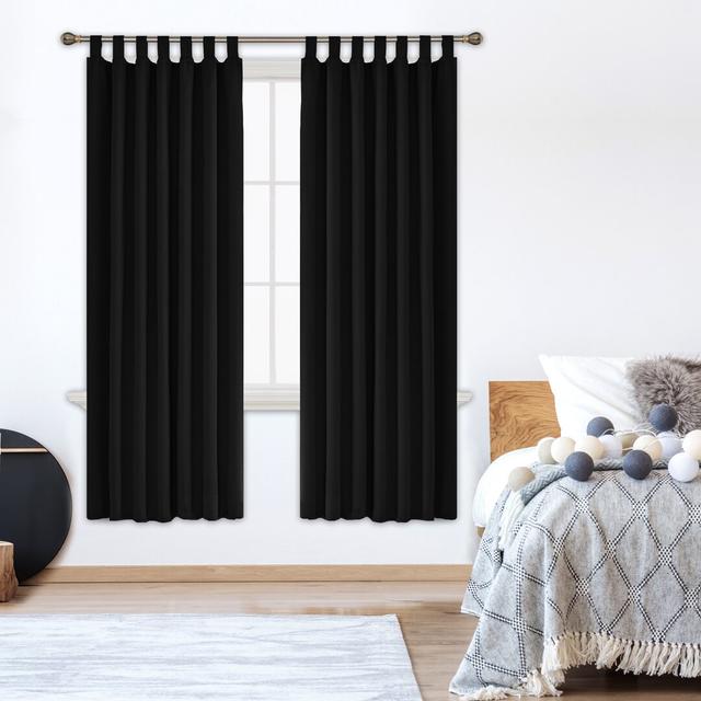 Polyester Blackout Tab Top Curtain Pair (Set of 2) Deconovo Colour: Green, Panel Size: 132 W x 214 D cm on Productcaster.