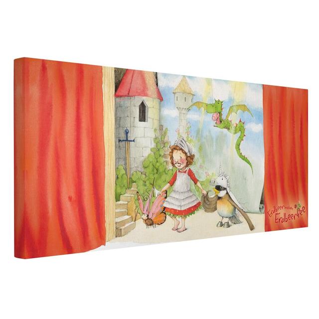 Strawberry Fairy - Drama Art Print on Canvas Bilderwelten Format: Recycled Canvas 330g/m², Size: 30cm H x 60cm W on Productcaster.