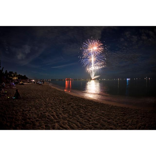 Fireworks On The Beach by TerryJ - No Frame Art Prints on Canvas Beachcrest Home Size: 30cm H x 46cm W on Productcaster.