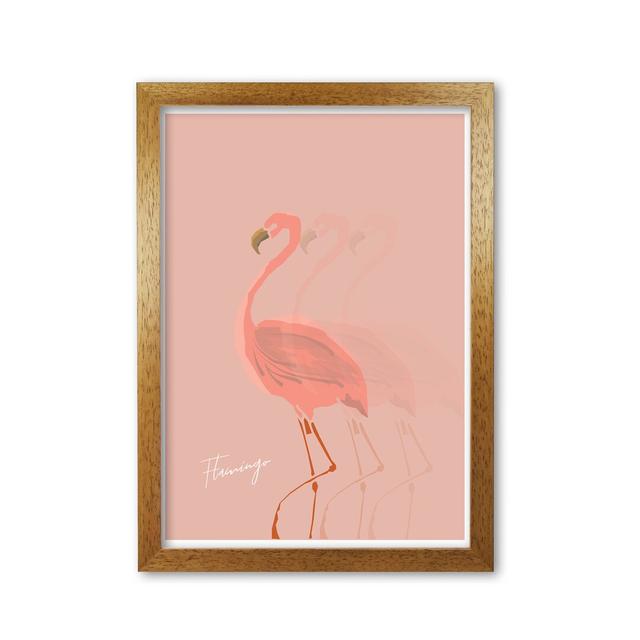 Flamingo Shadow - Graphic Art Print on Paper East Urban Home Format: Honey Oak Frame, Size: 42 cm H x 30 cm W x 5 cm D on Productcaster.