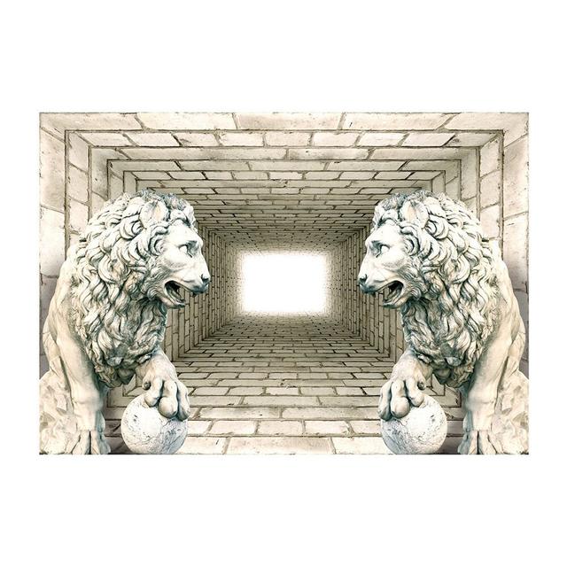 Mystery of Lions Semi-Gloss Paste the Wall Mural Marlow Home Co. Colour: Yellowgreen/Darkkhaki, Size: 210cm H x 300cm W x 0.02cm D on Productcaster.