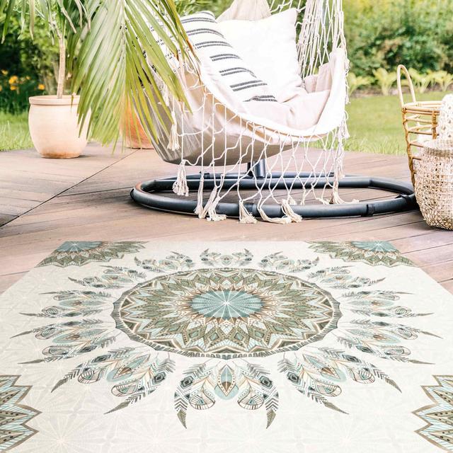 Square Marlo Oriental Machine Woven Area Rug Latitude Vive Rug Size: Square 120cm on Productcaster.