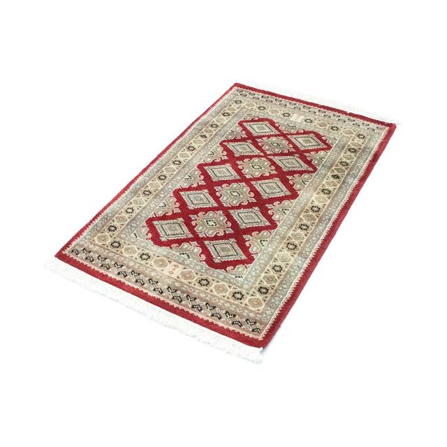 Geometric Handmade Hand-Knotted Rectangle: 96' X 63' Red Area Rug Bloomsbury Market on Productcaster.