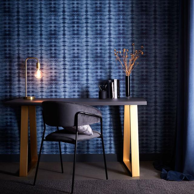 Anetta 10m x 53cm Metallic Finish Wallpaper Double Roll Williston Forge Colour: Midnight on Productcaster.