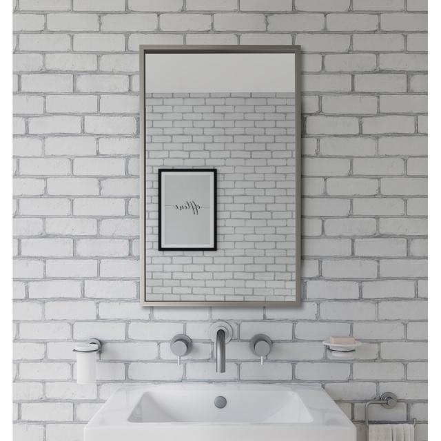 Kisean Metal Framed Wall Mounted Accent Mirror in Brushed Latitude Run on Productcaster.