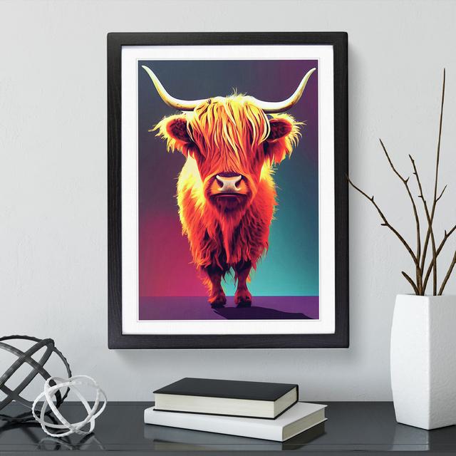 An Amazing Highland Cow - Single Picture Frame Print Natur Pur Size: 64cm H x 46cm W x 2cm D, Frame Colour: Black on Productcaster.