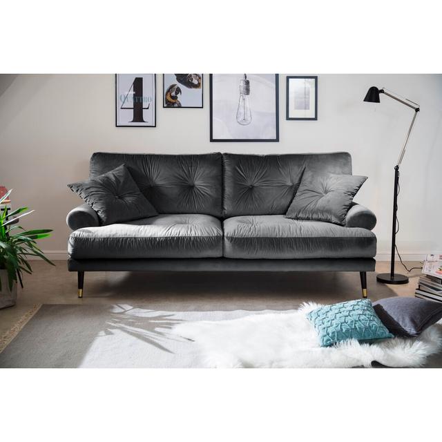 Sofa Tomlin Hykkon Polsterfarbe: Anthrazit, Größe: 88 cm H x 225 cm B x 100 cm T, Sitzplatzkapazität: 3 on Productcaster.