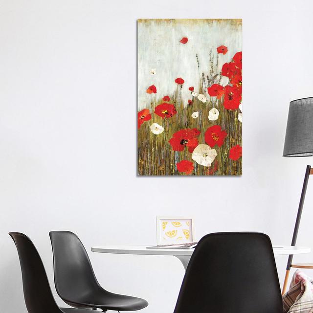 Scarlet Poppies by Asia Jensen - Wrapped Canvas Graphic Art ClassicLiving Size: 101.6cm H x 66.04cm W x 1.905cm D on Productcaster.