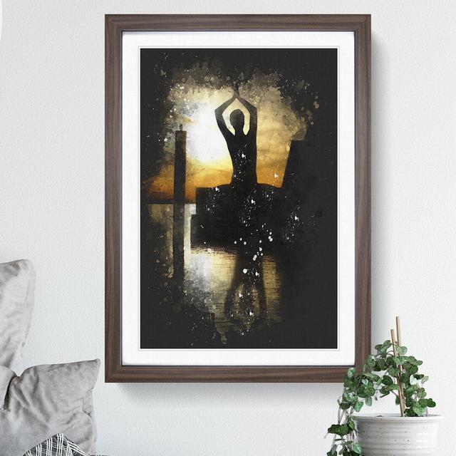 Yoga Meditation Paint Splash - Picture Frame Graphic Art East Urban Home Size: 36cm H x 27cm W x 2cm D, Frame Option: Walnut on Productcaster.