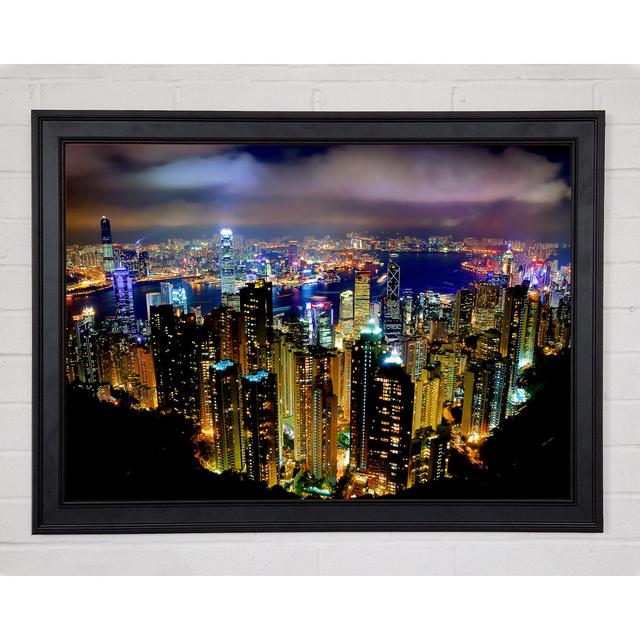 Hong Kong Night Light - Single Picture Frame Art Prints Ebern Designs Size: 21cm H x 29.7cm W on Productcaster.