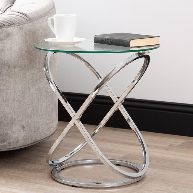 Cuayo Round Sofa Table for Living Room Furniture, 61cm Metal Bed Side Table, End Table Ivy Bronx Colour: Silver/Chrome on Productcaster.