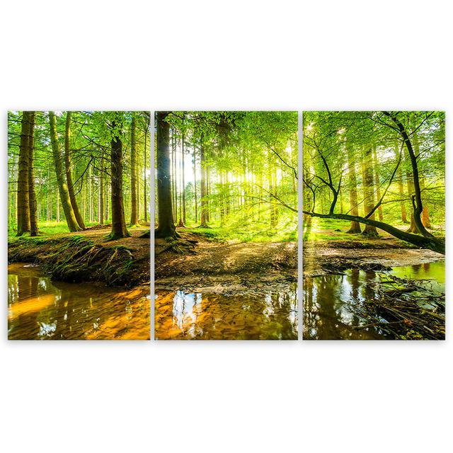 Canvas Print Forest Lake Nature Union Rustic Size: 80cm H x 120cm W x 2cm D on Productcaster.