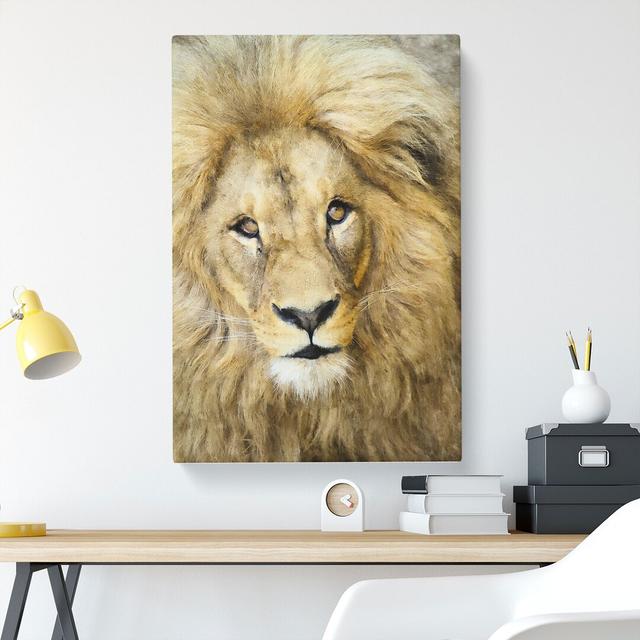 The Face of a Lion - Wrapped Canvas Painting Print East Urban Home Size: 60cm H x 40cm W x 3cm D on Productcaster.