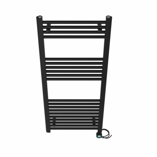 Arlandria Straight Towel Rail Heated Towel Rails Latitude Run Finish: Black, Size: 120cm H x 50cm W x 3cm D on Productcaster.