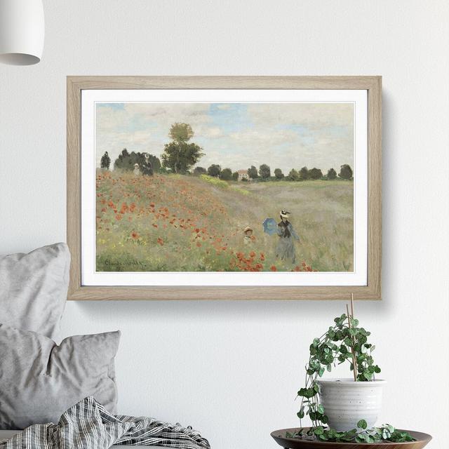 Poppy Field Vol.1 by Claude Monet - Picture Frame Painting on MDF East Urban Home Frame Option: Oak Framed, Size: 48cm H x 65cm W x 2cm D on Productcaster.