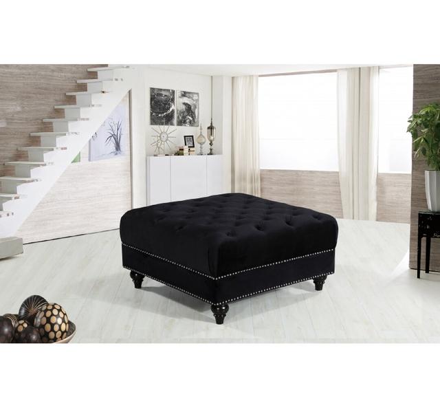 Crosier 85cm Wide Tufted Square Solid Colour Ottoman Rosdorf Park Upholstery Colour: Black on Productcaster.