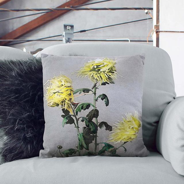 Chrysanthemum Flowers by Ogawa Kazumasa Cushion with Filling East Urban Home Size: 55 x 55 cm, Backing Colour: Black on Productcaster.