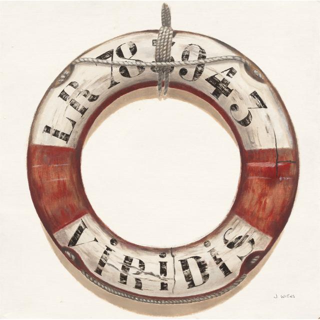 Nautical Lifebuoy Plain - Unframed Painting House of Hampton Size: 61cm H x 91cm W x 3.8cm D on Productcaster.