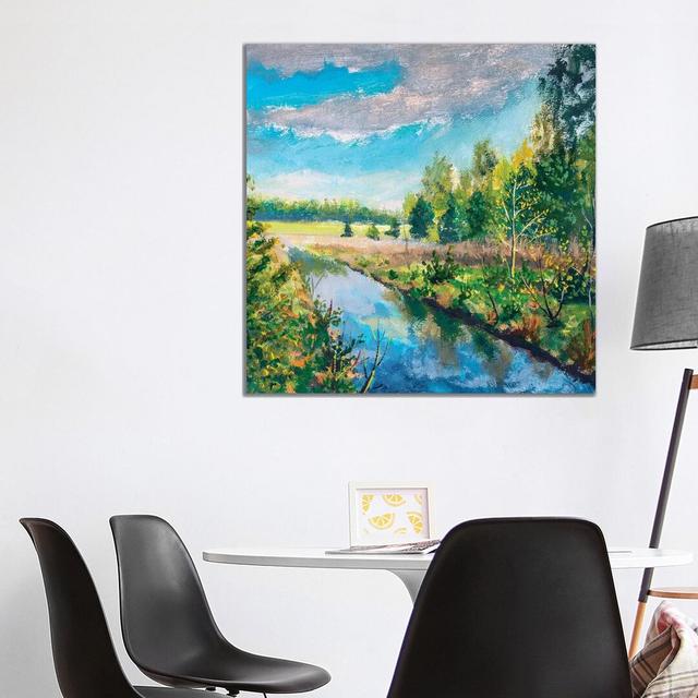 River In Spring Green Forest by Valery Rybakow - Painting on Canvas iCanvas Format: Wrapped Canvas, Size: 93.98cm H x 93.98cm W x 1.91cm D on Productcaster.