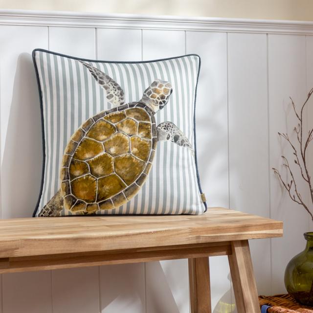 Salcombe Turtle Striped Square Throw Cushion With Filling Evans Lichfield on Productcaster.