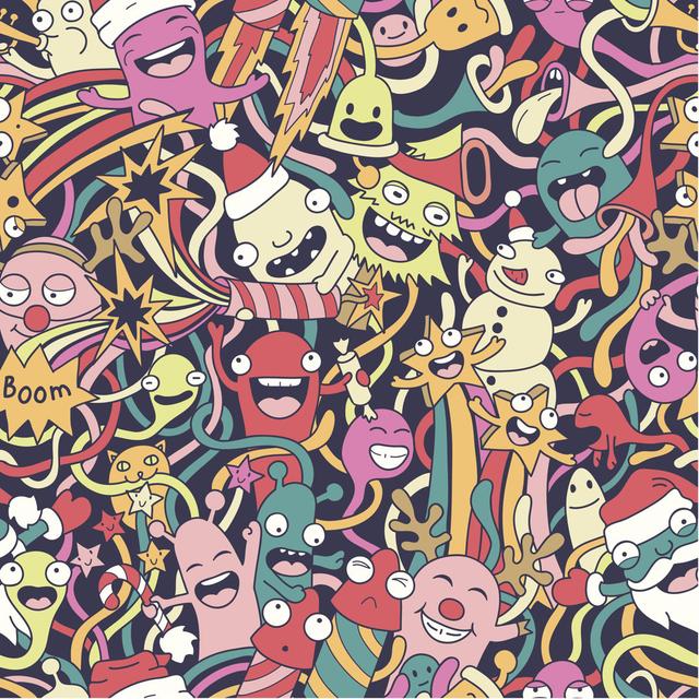 Christmas Seamless Pattern With Cute Crazy Monsters The Seasonal Aisle Size: 51cm H x 51cm W x 3.8 cm D on Productcaster.