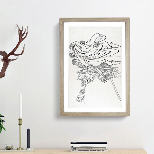 Running Warrior by Katsushika Hokusai - Picture Frame Drawing Print East Urban Home Frame Option: Oak Framed, Size: 36cm H x 27cm W x 2cm D on Productcaster.