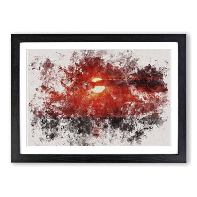 Red and Orange Sunset - Picture Frame Painting East Urban Home Size: 48cm H x 65cm W x 2cm D, Frame Option: Black Framed on Productcaster.