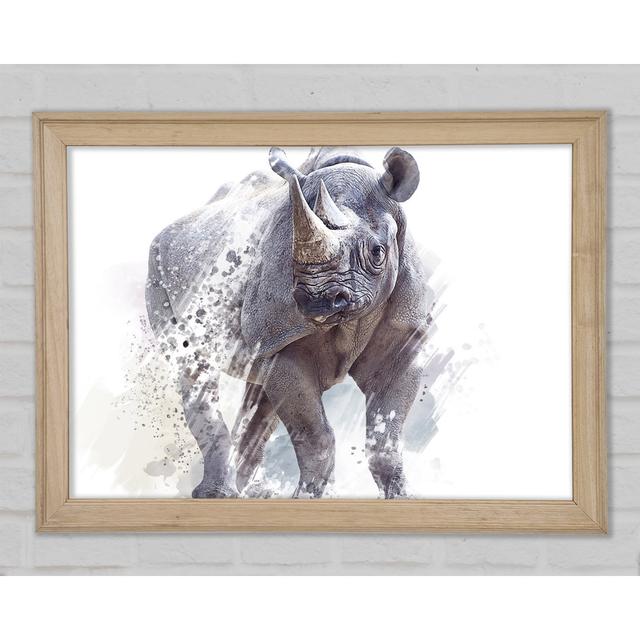 Aquarell Nashorn - Einzelner Bilderrahmen Kunstdrucke Williston Forge Größe: 29,7 cm H x 42 cm B x 1,5 cm T on Productcaster.