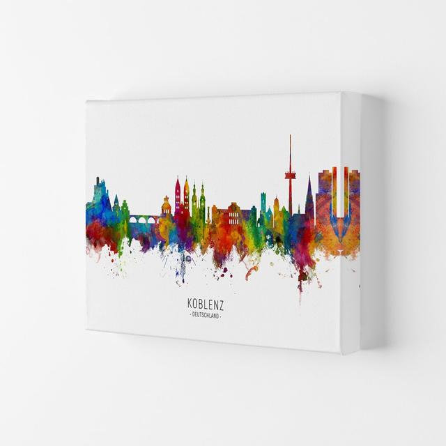 Koblenz Deutschland Skyline by Michael Tompsett - Graphic Art Latitude Run Format: Wrapped Canvas, Size: 42cm H x 59.4cm W x 4cm D on Productcaster.