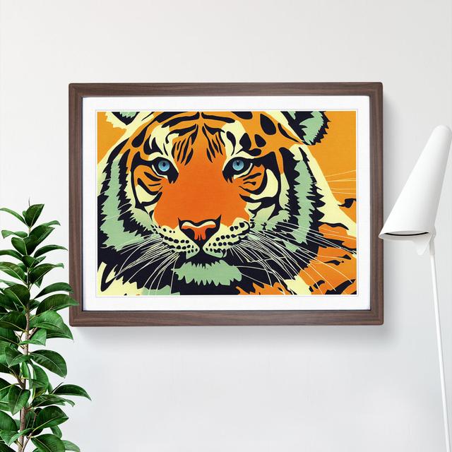 Modern Tiger Art Abstract - Picture Frame Graphic Art World Menagerie Size: 25cm H x 34cm W x 2cm D, Frame Colour: Walnut on Productcaster.