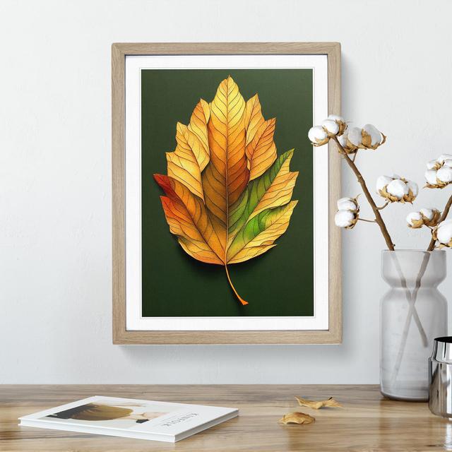 Autumn Leaf No.2 - Single Picture Frame Print Marlow Home Co. Frame Colour: Oak Framed, Size: 34cm H x 25cm W x 2cm D on Productcaster.