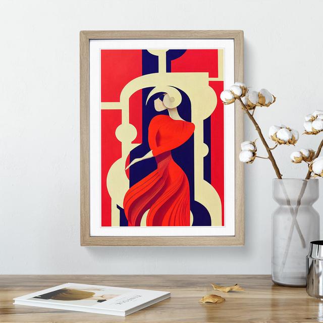 Abstract Dancing Woman No.2 - Picture Frame Graphic Art George Oliver Size: 46cm H x 34cm W x 2cm D, Frame Colour: Oak Framed on Productcaster.