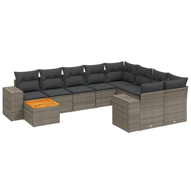 Vidaxl 11-Tlg. Garten-Sofagarnitur Mit Kissen Schwarz Poly Rattan 17 Stories Rahmenfarbe: Grau, Farbe des Kissens: Chile on Productcaster.