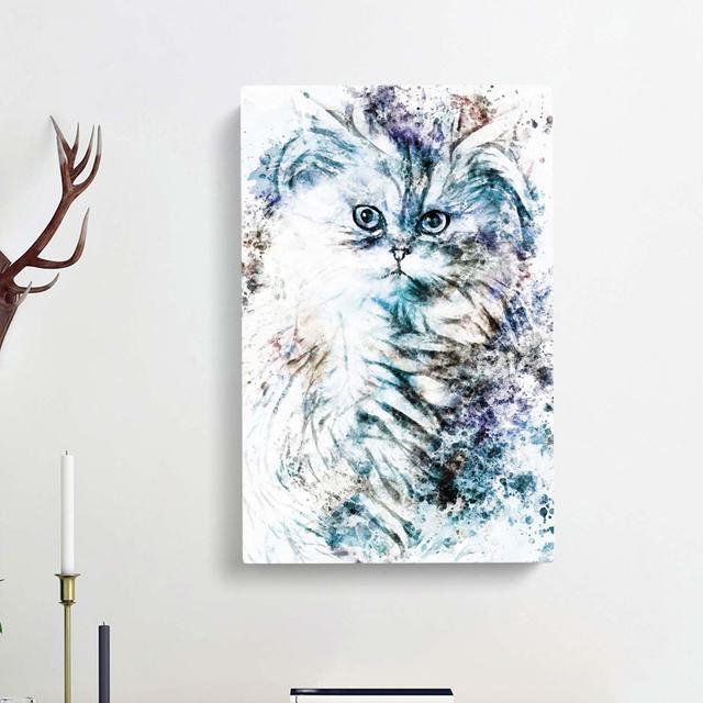 Persian Cat In Abstract - Wrapped Canvas Painting East Urban Home Size: 76cm H x 50cm W x 3cm D on Productcaster.