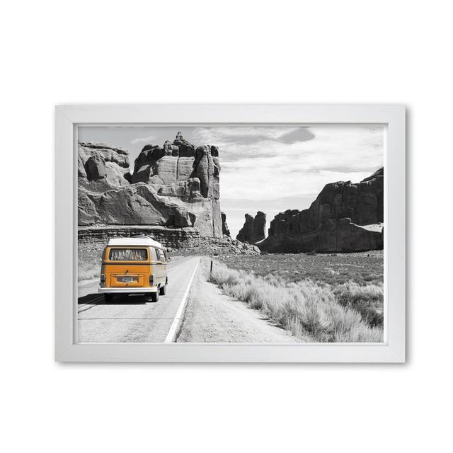 Orange Camper Van - Photograph Print on Paper East Urban Home Format: White Grain Frame, Size: 30 cm H x 21 cm W x 5 cm D on Productcaster.