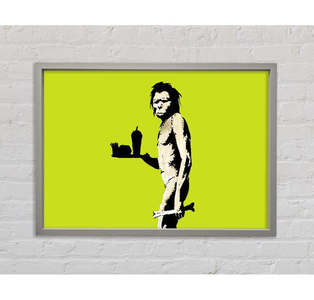 Mcdonalds Caveman Grey Framed Print Happy Larry Size: 21cm H x 29.7cm W x 1.5cm D, Colour: Lime, Format: Grey Framed Paper on Productcaster.