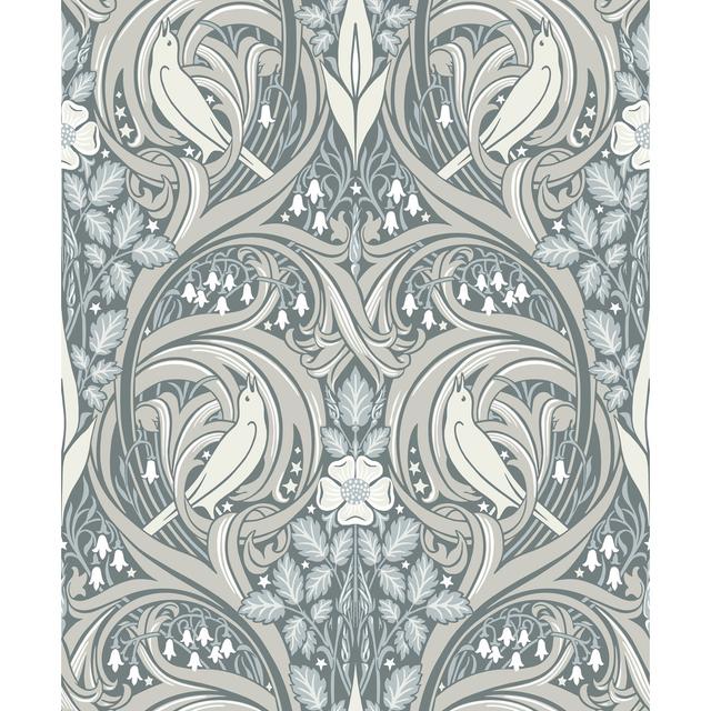 Mamadou Bird Scroll 10.05 m x 53 cm Matte Wallpaper Roll Ophelia & Co. Colour: Beige/Cream/Grey on Productcaster.