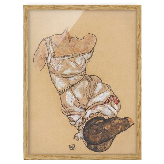 Female Torso in Lingerie by Egon Schiele - Picture Frame Painting Rosalind Wheeler Size: 40cm H x 30cm W x 2cm D, Frame Option: Brown Framed on Productcaster.