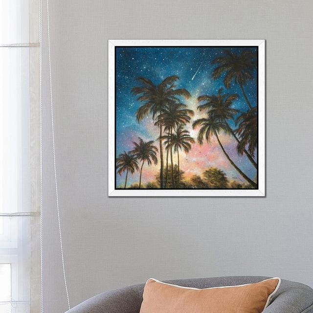 Tropical Night by ColorByFeliks - Giclee Art Print on Canvas East Urban Home Size: 66.04cm H x 66.04cm W x 3.81cm D, Frame Option: White Framed on Productcaster.