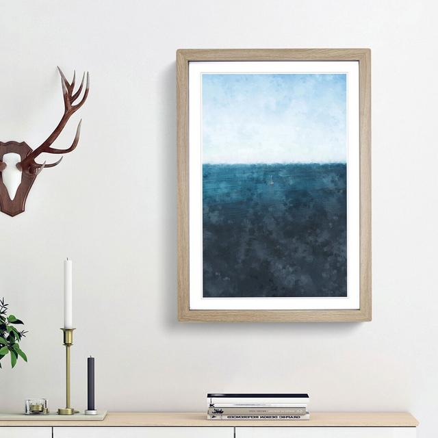 Sailing Boat Alone in the Ocean - Picture Frame Graphic Art Print East Urban Home Frame Option: Oak Framed, Size: 33cm H x 24cm W x 2cm D on Productcaster.