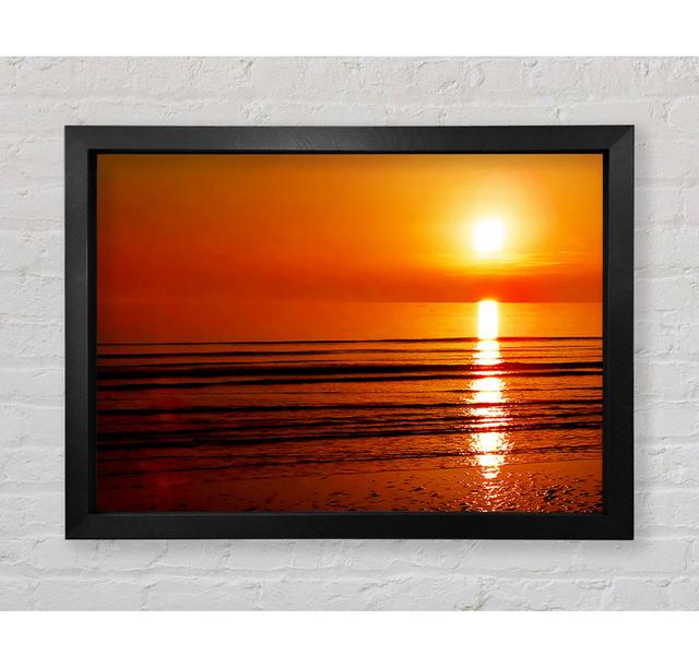 The Oceans Sun Reflection Orange Framed Print Wall Art Highland Dunes Size: 84.1cm H x 118.9cm W x 3.4cm D, Format: Black Framed Paper on Productcaster.