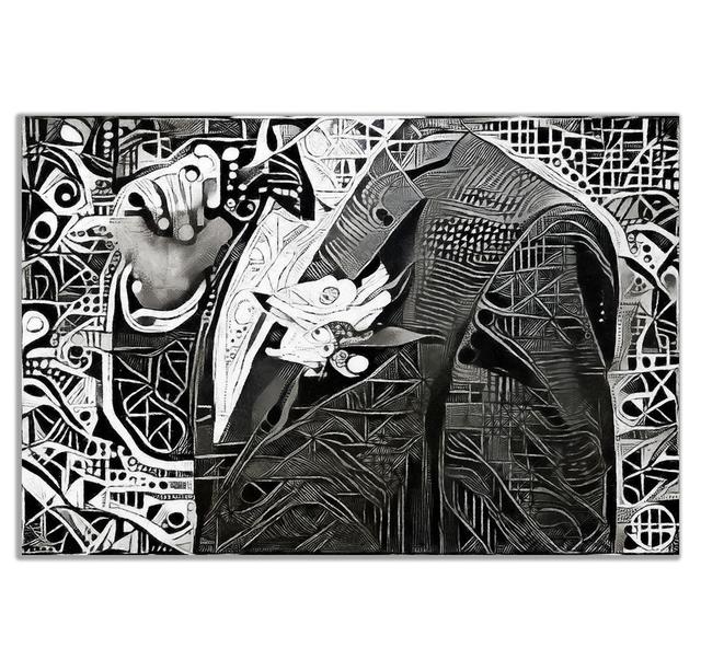 Beautiful Black & White Modern Art Man In Jacket Canvas Wall Art Picture Print Panther Print Size: 20cm H x 31cm W on Productcaster.