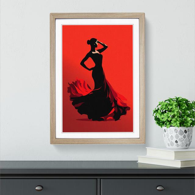 Flamenco Dancer Minimalism No.2 - Single Picture Frame Print on Wood Marlow Home Co. Format: Oak Framed, Size: 46cm H x 34cm W on Productcaster.