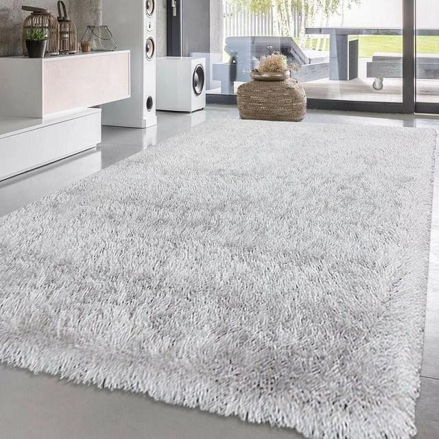 Lilyrose Solid Colour White/Grey Indoor / Outdoor Area Rug 17 Stories Rug Size: Rectangle 60 x 220 cm on Productcaster.