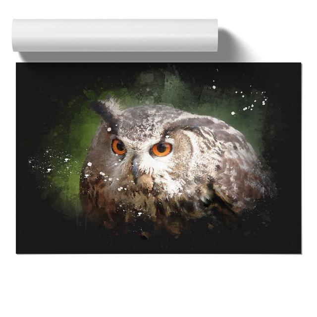 Great Horned Owl Vol.2 Paint Splash - Unframed Graphic Art East Urban Home Size: 59cm H x 84cm W x 0.1cm D on Productcaster.