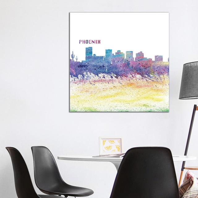 Phoenix Arizona Skyline Silhouette Impressionistic Splash by Markus & Martina Bleichner - Wrapped Canvas Painting Latitude Run Size: 93.98cm H x 93.98 on Productcaster.