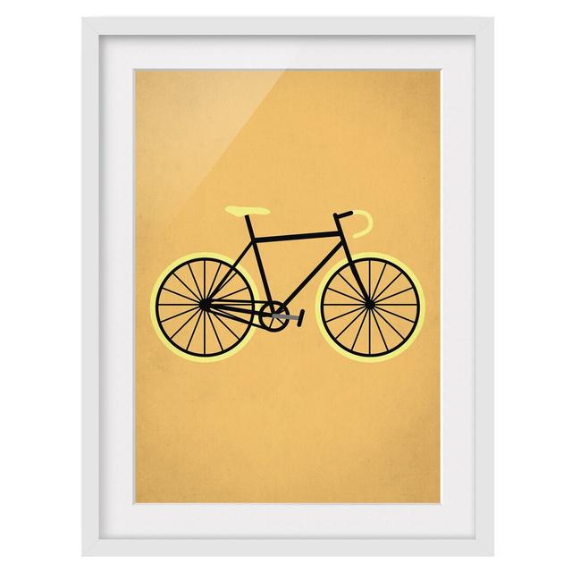 Bicycle in Yellow - Picture Frame Graphic Art Marlow Home Co. Size: 40cm H x 30cm W x 2cm D, Frame Option: White Framed on Productcaster.