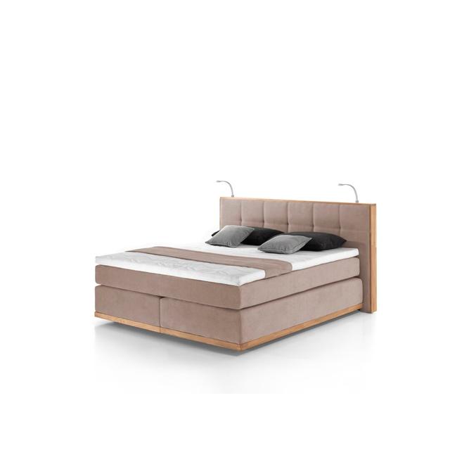 Boxspringbett Shankle mit Beleuchtung COTTA Härtegrad: H2/H4, Größe: 180 × 200 cm, Farbe: Dunkelbeige on Productcaster.