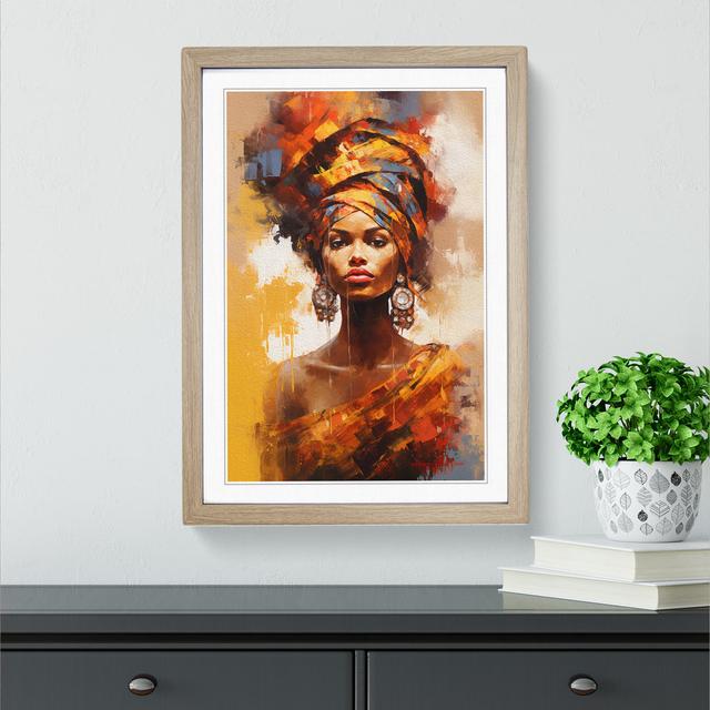 XYZ-FRM-V1223-1775 African Woman Impressionism No.2 - Single Picture Frame Print on Wood Big Box Art Size: 34cm H x 25cm W x 2cm D, Frame Colour: Oak on Productcaster.