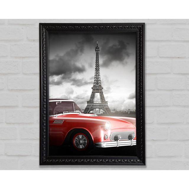 Eiffel Tower Retro Car Framed Print Ebern Designs Size: 84.1cm H x 59.7cm W on Productcaster.